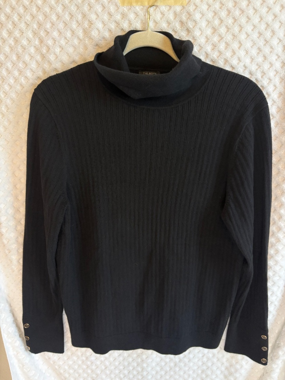 NWT Talbots Petite Black Ribbed Turtleneck Sweater | PXL | Classic Knit